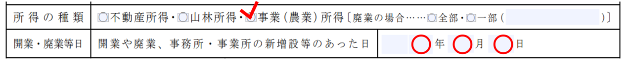 開業届の所得の種類