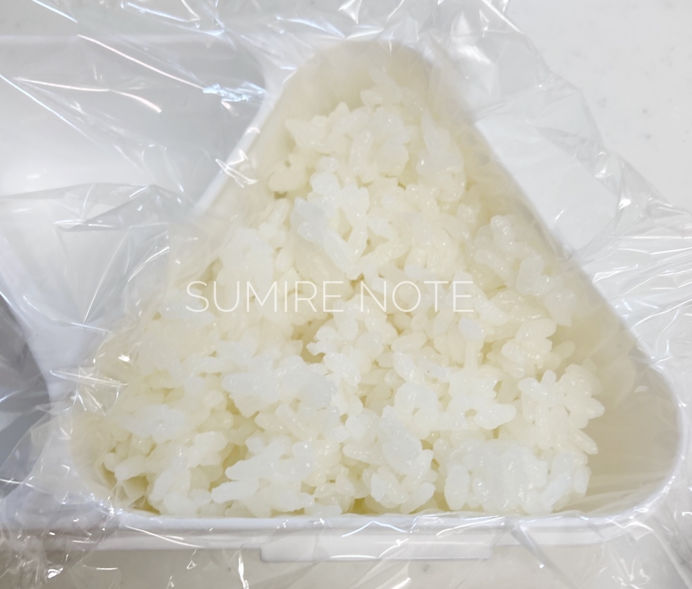 ケースの半分にご飯を入れる